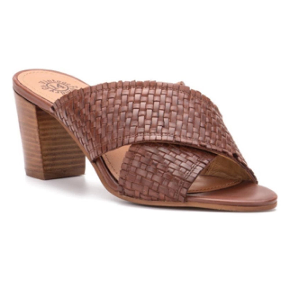 VINTAGE FOUNDRY Louisa Woven Sandal, Cognac, Size 8